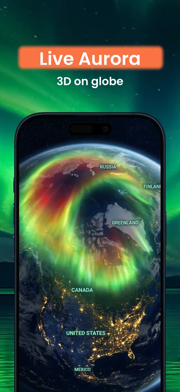 AuroraMe app showing tonight aurora visibility and best viewing time
